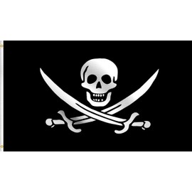 DMSE John Jack Rackham Calico Jack Pirate Cross Swords Skull Flag 2X3 Ft Foot 100% Polyester 100D Flag UV Resistant (2' X 3' Ft Foot)