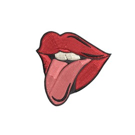 Cute Lips Tongue Embroidered Premium Patch Iron-On or Sew-On Embroidery Applique - Costume Uniform - Fun Novelty Badge Biker Emblem - Cool Vacation Tourist Souvenir