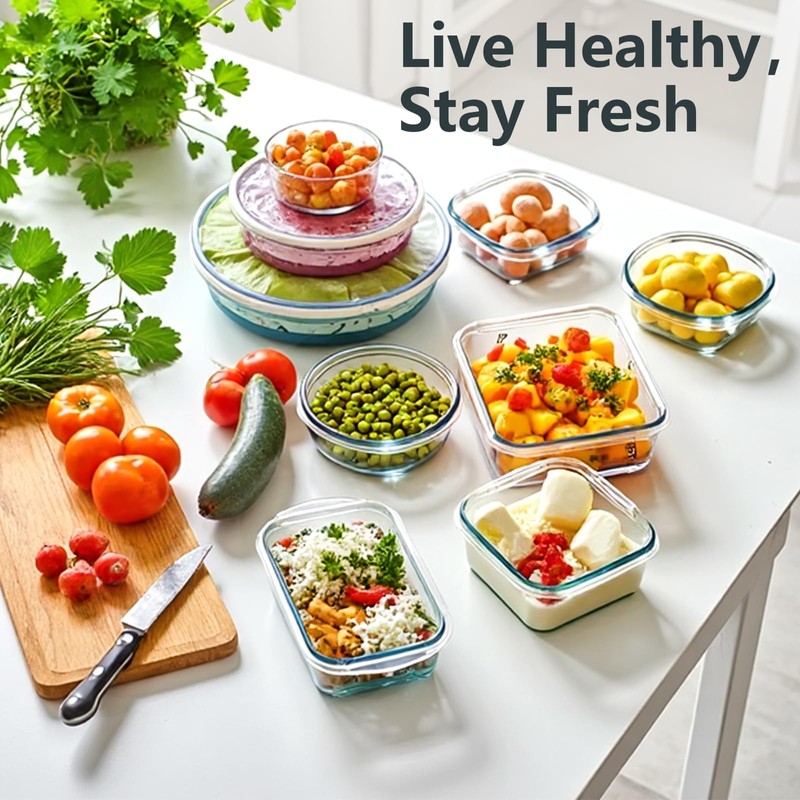 Bestfull 12 Pack Glass Food Storage Container Set with Lids