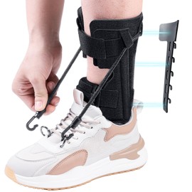 Pozpo Tech AFO Foot Drop Brace Splint, Adjustable Drop Foot Up Ankle Support for Walking with Shoes, Improve Walking Gait, Fits Right & Left, Women and Men