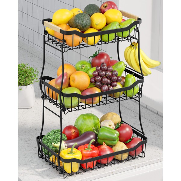 Sakugi 3 Tier Fruit Basket - Fruit Basket for Kitchen