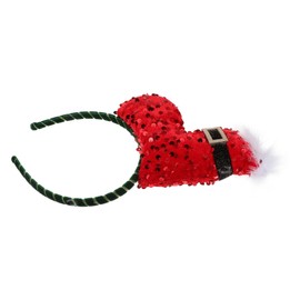 SAFIGLE Christmas Plush Headband with Red Sequins Whimsical Santa Claus Shoe Hair Accessory for Women Adorable Birthday Photo Headwear for Festive Celebrations