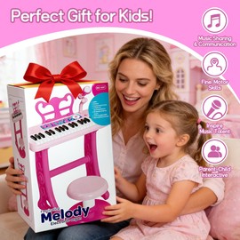 Kids Piano Keyboard Toy with Stool Toddler Girls Pink Toy Piano with Stand for Toddler Birthday Gift for 3 4 5 6 7 Year Old Girl Music Instrument Toys