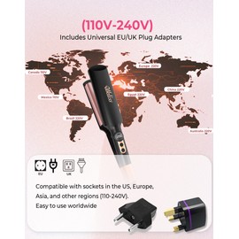 Mini Waver Hair Tool Travel Crimper for Women Short Hair 0.4 inch Small Double Barrel S Waver Curling Iron Dual Voltage (110-240V) with European Plug Adapter, 5 Temps, Anti-scalding, Auto-Off (Black)