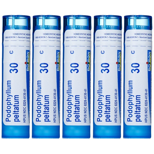 Boiron Podophyllum Pelatum 30C (Pack of 5), Homeopathic Medicine for Diarrhea