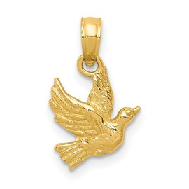 JewelryWeb 10k Gold Flying Dove Pendant Necklace 17x10mm Wide-Pendant for Women