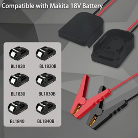 Jumper Cable Clamps Compatible with Makita 18V Battery, 2FT 14AWG Portable Battery Jumper Starter Automotive Booster Cables Power for Car, Riding, Jump Starting Using Tool (Black)