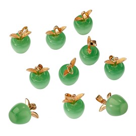 COGCHARGER 10 Pieces Apple Gemstone Charm Pendant Crystal Quartz Healing Natural Stone Pendants Green Gold Buckle for Jewelry Necklace Earring Making Crafts
