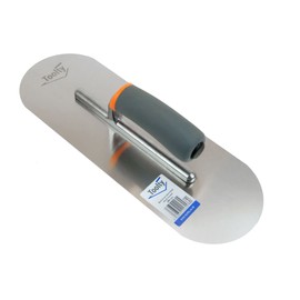 Toolty Heavy Duty Stainless Steel Pool Trowel - Concrete Finishing Trowel - Fully Rounded - 380mm - 15" - Rubber Handle - DIY - TLTY-5516