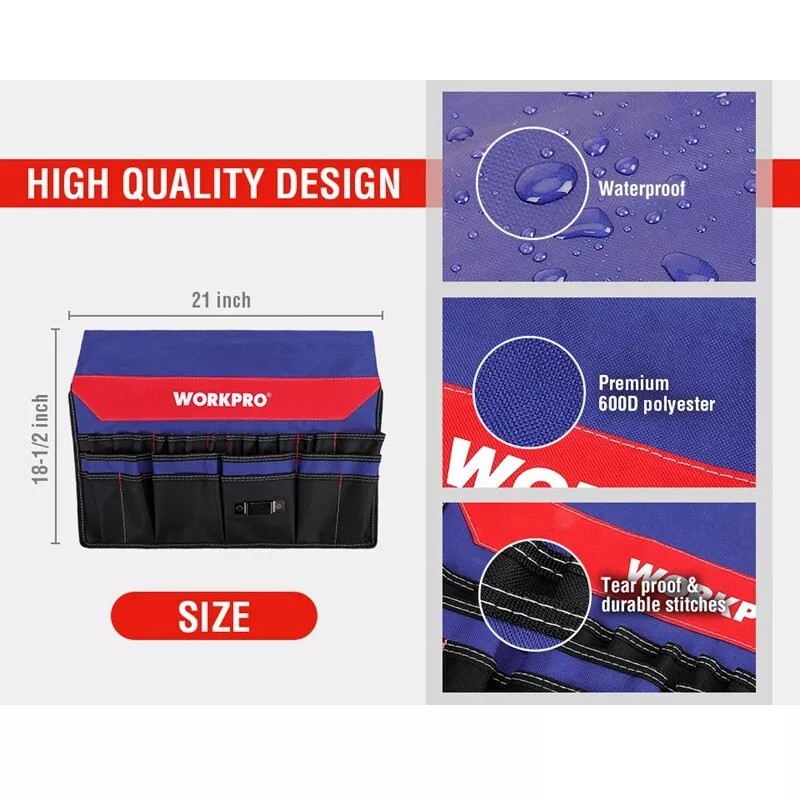 WORKPRO 5 Gallon Bucket Organizer Tote Bag 51 Storage Pocket