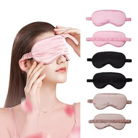 Soft Silk Sleep Mask Insomnia Blackout Blindfold Eye Mask Dark Beige (1449-3) 4ea