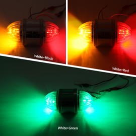 2PCS 17 LED Double Face Dual Revolution Amber Red Turn Signal and Marker to Green Auxiliary Watermelon Lights, 3.5" LED Turn Signal Fender Lights, Clear Lens with Reflector Chrome Pedestal Lights