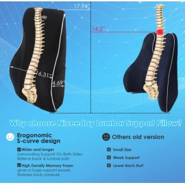 Unbranded Luxury Memory Foam Lumbar Support Pillow - Ergonomic Back Cushion for Office ...