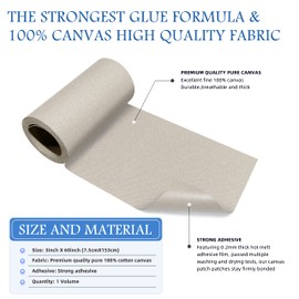 KING MOUNTAIN Canvas Iron on Patch,3"×60",Waterproof 100% Cotton Fabric Repair Patch,Used for Various Sofa,Tent,Clothes,Seats,Suitcases (Beige Coffee)