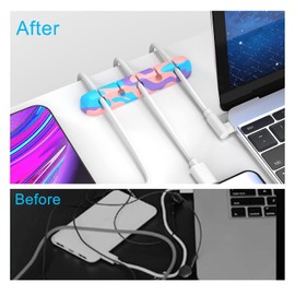 INCHOR Cable Organizer, Cord Organizer Cable Management, Cable Clips USB Cable Holder Wire Organizer Cord Clips,(5, 3 Slots Colourful)