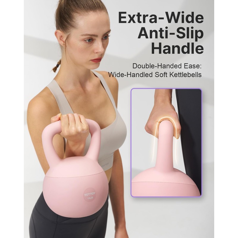YOTTOY Soft Kettlebell,Kettlebell Anti-Slip Grip Weight for Home Workouts, Kettlebells