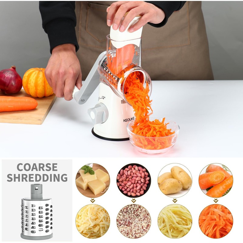 Cambom Rotary Cheese Grater Hand Crank Cheese Shredder for Fresh