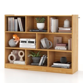 LOKO 3-Tier Open Shelf Bookcase, Floor Standing White Wood Bookshelf for Bedroom, Living Room, Kids Room, 8 Cube Bookcase, 48 x 12.5 x 36.5 (Burlywood)