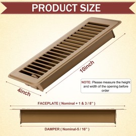 4 x 10'' Floor Vent Covers Heavy Duty Floor Register Metal Heat Vent Covers with Rust Proof Finish for Home Floor Heater(Brown, 12 Pcs)