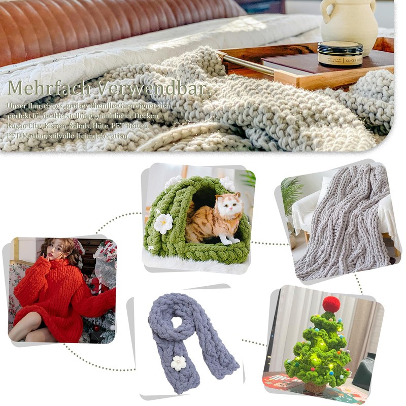 226 g Thick Yarn for Hand Knitting, Diameter 2 cm