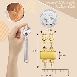 Necklace Layering Clasp - 18K Gold Separator for Layering, Magnetic Multiple Clasps and Closures for Women Chain Extender (Double Gold A)