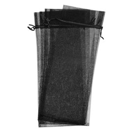 uxcell Organza Wine Bags, 12PCS 14.5 x 5.5 In Black Sheer Mesh Organza Wine Wrapping Bags With Drawstring Wine Gift Pouches for Bottle Birthday, Wedding Party