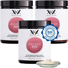 XbyX Set of 3 Collagen Kick 270 g | 135 Servings | Vegetarian Premium Collagen Powder from Eggshell Membrane for Skin, Hair, Bones, Muscles, Nails and Joints | Type 1, 5 and 10 Collagen