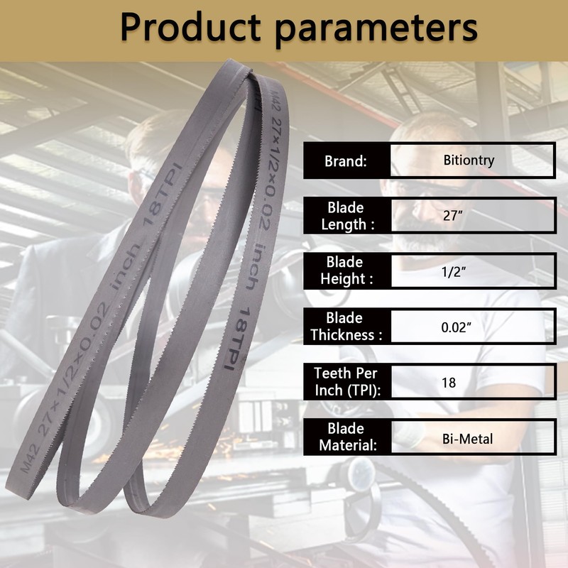 Bitiontry 27 Inch Bandsaw Blades 18 TPI for DeWalt DCS377,