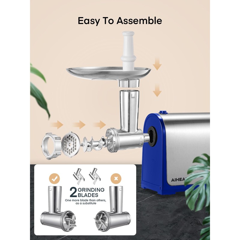 Electric Meat Grinder, Sausage Stuffer with 3 Sausage Tubes, 2