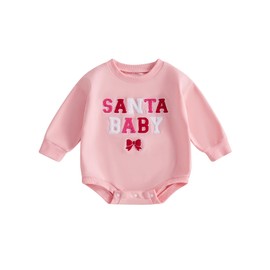 LYSINK Newborn Baby Girl Bubble Romper Infant Pink Long Sleeve Bow Embroidery Jumpsuit Baby Spring Onesie (Pink, 6-12 Months)