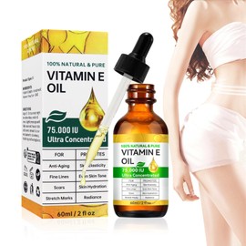 WAWJ® Vitamin E Öl 60ML, Natürliches Vitamin E für Hautpflege & Anti-Aging, Feuchtigkeitsspendend, Faltenbekämpfung, Narbenpflege, Geeignet für Alle Hauttypen