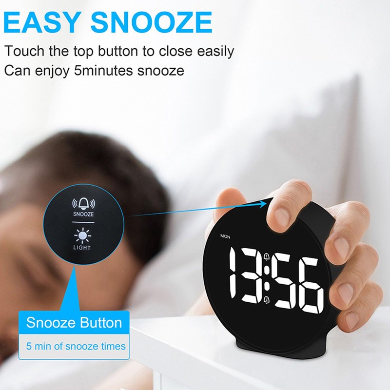 Sxhlseller 4 Inch LED Alarm Clock for Bedroom - Adjustable