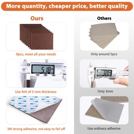 Furniture Pads Set of 9 Self Adhesive Furniture Felt Pads, 8" x 6" x 1/5" Cuttable Felt Chair Pads, Anti Scratch Furniture Floor Protectors for Furniture Legs Hardwood Floor, Brown