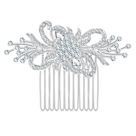 Women's Wedding Hair Comb Bridal Hair Comb Rhinestone Barrette Crystals Flower Wedding Headpiece Silver Art Deco Hair Accessories