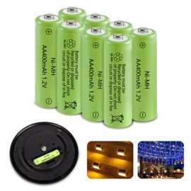 JINTION Solar Rechargeable Ni-MH AA Batteries Double A 400 mAh Battery 8 Pack