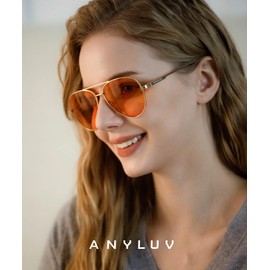 ANYLUV Aviator Blue Light Blocking Glasses Men Women, Lightwight Computer Gaming Glasses Eye Protection Anti Eyestrain