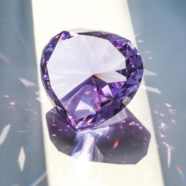 SWTHONY 60mm Crystal Diamond Paperweight Heart Shaped Glass Gems Big Fake Diamonds for Women Desk Nail Background for Pictures Wedding Centerpiece Purple