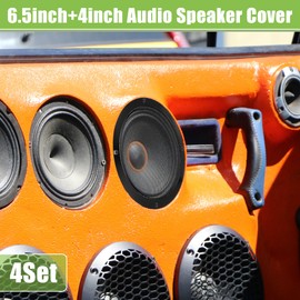 VekAuto Universal 4" 6.5" Speaker Grille Cover Grid Round Audio Subwoofer Protection with Mounting Screws Iron Black - Pack of 4
