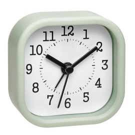 TFA Dostmann Analogue mini alarm clock, 60.1035.04, ideal as a travel alarm clock, with alarm alarm, small and handy, pastel green, (L) 52 x (W) 23 x (H) 52 mm
