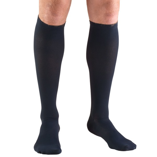Truform Compression Socks, 15-20 mmHg, Men's Dress Socks, Knee High Over Calf Length, Navy, Large (15-20 mmHg)