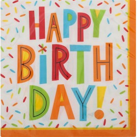 Creative Converting Happy Birthday Fun Luncheon Napkins with printed colorful Confetti - 16pcs