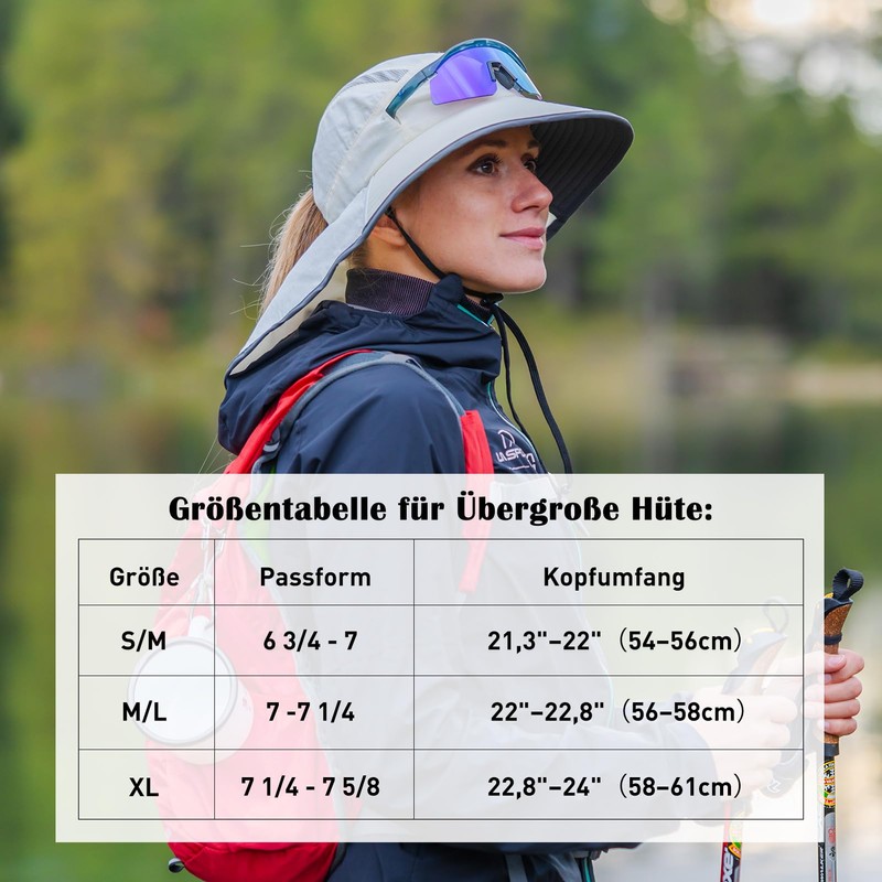 TOP-EX L/XL Women's Ponytail Sun Hat with Neck Protection, UV