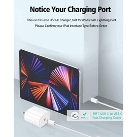 10FT iPad Charger Cord, 20W USB C Fast Charger with Long Charging Cable for iPad Pro 13/12.9/11 inch, iPad 10th Generation, iPad A16 11th Generation, iPad Air 13/11 inch/5th/4th, iPad mini 6/7th