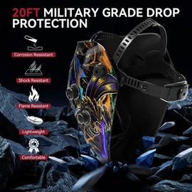 ARCCAPTAIN Auto Darkening Welding Helmet, 3.94"X3.66" Large Viewing Screen True Color Welding Hood with 4 Arc Sensor Solar Powered, Wide Shade 4-5/5-9/9-13 Welding Mask (Godzilla)