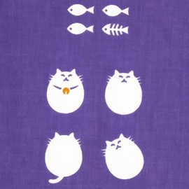 Dyed Anbo Tenugui "Debu Cat Fuji" Hand Washcloth, 100% Cotton, Tokuoka, Made in Japan, 13.8 x 39.4 inches (35 x 100 cm)