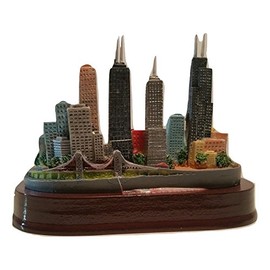 Chicago City Souvenir Paperweight with Willis Tower, Hancock Building, Navy Pier & Lake Michigan