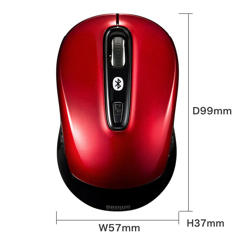 Sanwa Supply MA-BTBL29RN Bluetooth 5.0 Blue LED Mouse (Red)