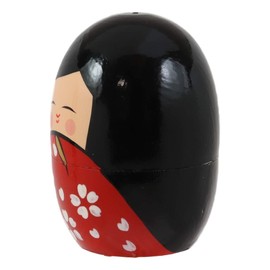 Ebros Gift Japanese Kokeshi Girl Wooden Stacking Matryoshka Nesting Dolls 5 Piece Set Toy