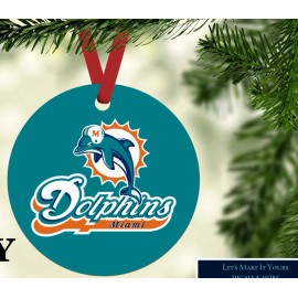 Unbranded MIAMI DOLPHINS  FOOTBALL CUSTOM METAL ORNAMENTS LOT OF 4 FREE USA SHIPPING
