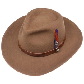 Stetson Oklahoma Wool Felt Western Hat Outdoor (M (56-57 cm) - Brown)